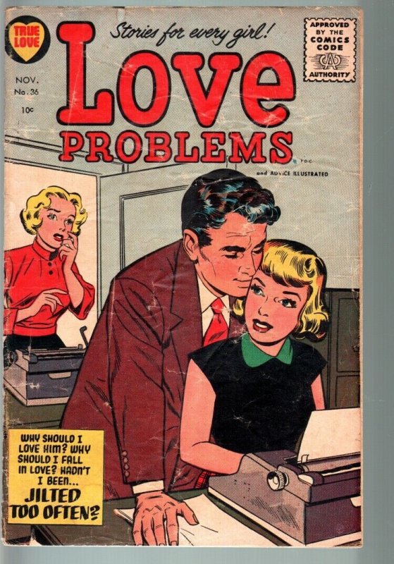 LOVE PROBLEMS #36-1955-SPICY POSES-NICE ART-G/VG-HEADLIGHT PANELS-HARVEY  G/VG