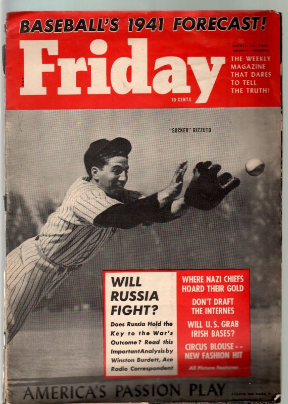 Friday 4/18/1941-Phil Rizzuto-baseball photo feature-Nazi gold-FR/G