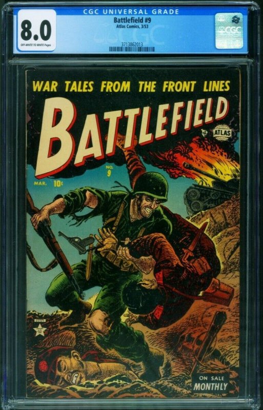 Battlefield #9 CGC 8.0 1953-Atlas Korean War comic 3713862013