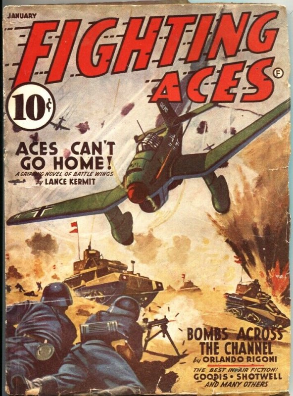 FIGHTING ACES-1942 JAN-DAVID GOODIS STORY-WW II AVIATION BATTLE PULP FICTION