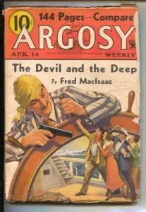 Argosy 4/10/1934-Rudolph Belarski cover-The Devil and The Deep by Fred MacI...