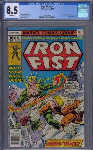 IRON FIST #14 CGC 8.5 1ST SABRETOOTH VICTOR CREED AL MILGROM WHITE PAGES