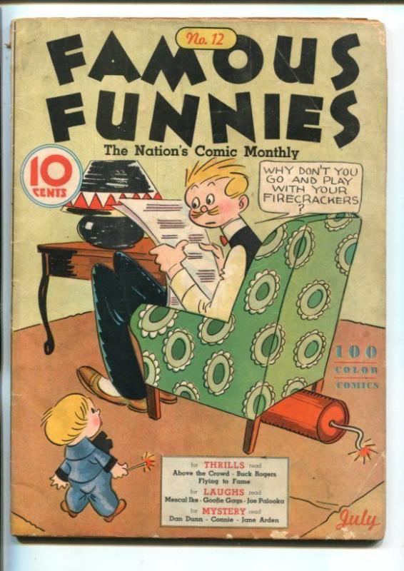 FAMOUS FUNNIES #12-1935-BUCK ROGERS-JOE PALOOKA-HAIRBREATH HARRY-FIREWORKS-vg