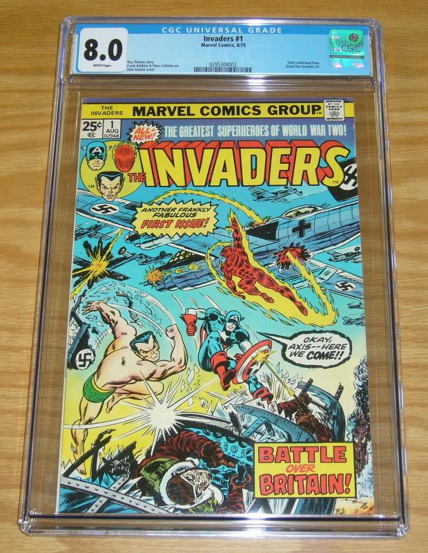 the Invaders #1 CGC 8.0 bronze age marvel comics - captain america - namor 1975