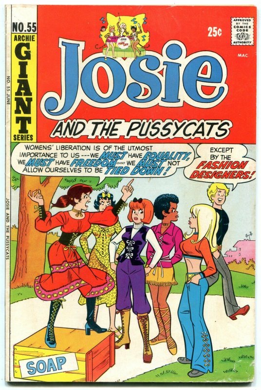 Josie and the Pussycats #55 1971- Womens Liberation cover- Archie Giant VG/F