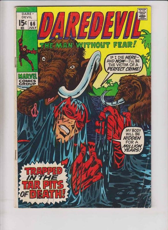 Daredevil #66 FN- july 1970 - roy thomas - gene colan - la brea tar pits cover