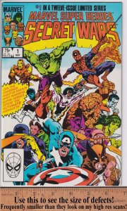 MARVEL SUPER HEROES SECRET WARS #1 (May 1984) NM- 9.2, white. See description.