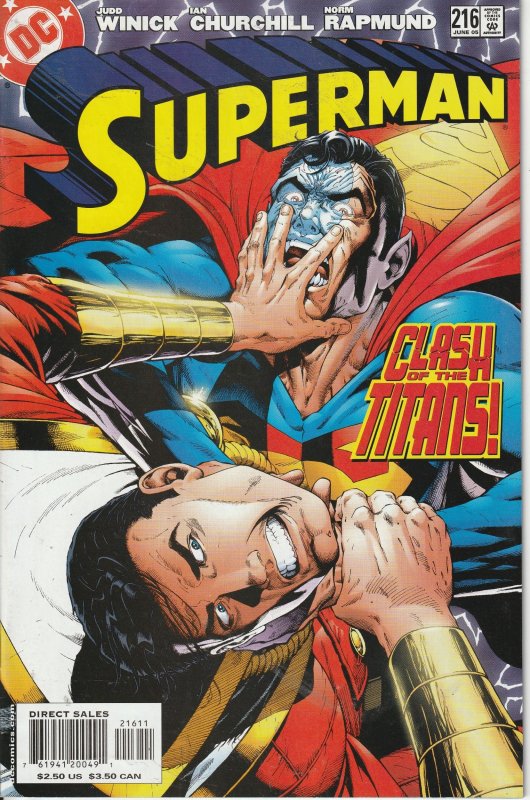 Superman #216 Direct Edition (2005)  Eclipsed Superman vs Shazam !