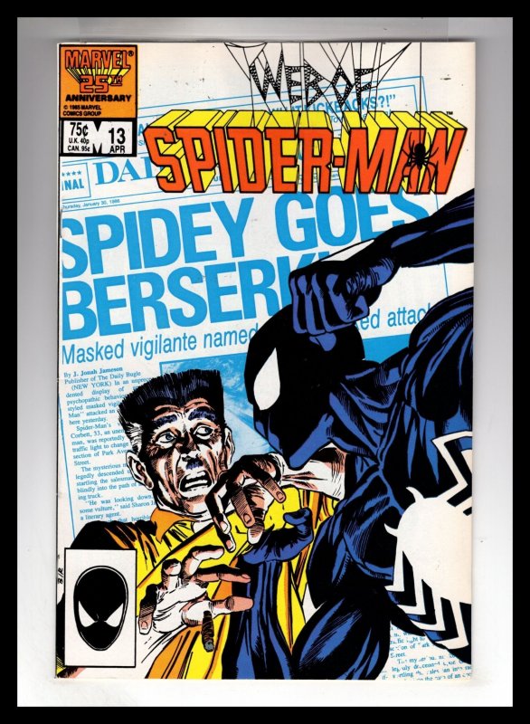 Web of Spider-Man #13 (1986) Black Costume! /  ID#207