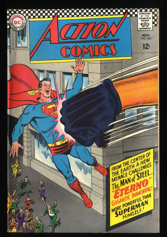 Action Comics #343 FN+ 6.5 White Pages Eterno the Immortal!