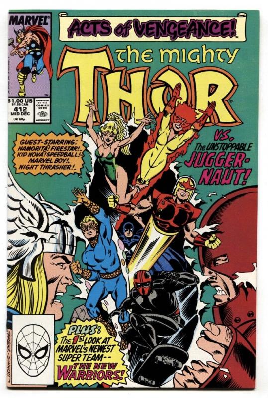 THOR #412 comic book First NEW WARRIORS cover app-Marvel 1989