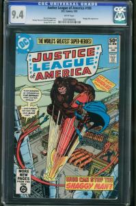 JUSTICE LEAGUE OF AMERICA #186-CGC 9.4 WP-NM-SHAGGY MAN-PEREZ 0207066004