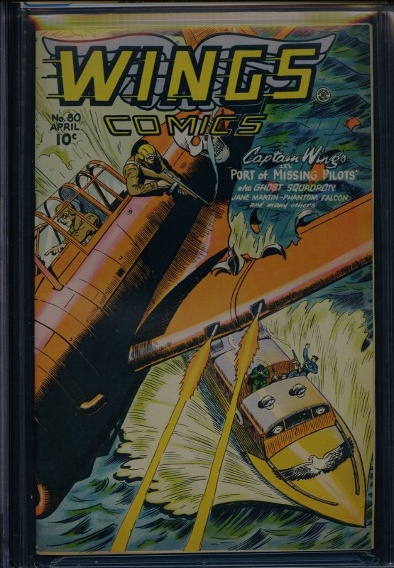 WINGS COMICS #80 - CGC-7.5, OW - Fiction House - Evans