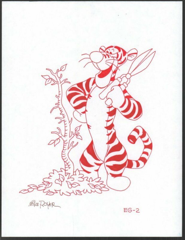 Winnie-the-Pooh Disney Red Ink Drawing Concept Art - Tigger EG-2 by Mike Royer