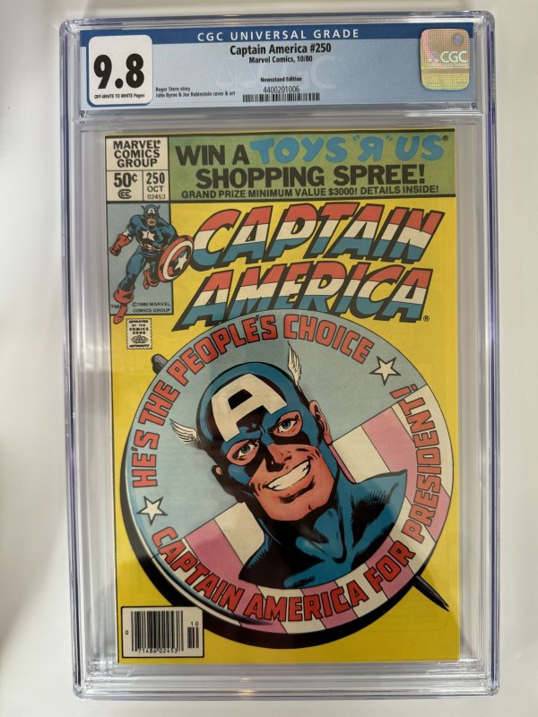 Captain America #250 CGC 9.8 Newsstand Highest Graded Marvel (1980)