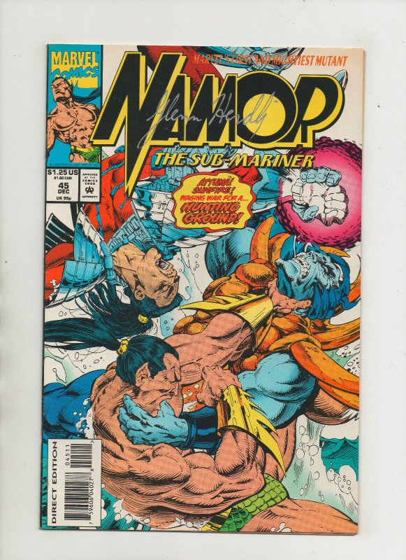 Namor The Sub-Mariner #45 - Signed By Glenn Herdling - (Grade 9.0) 1993