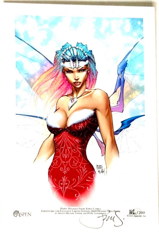 MICHAEL TURNER ASPEN HOLIDAY MINI SKETCH ART PRINT 6X8.5 B&W/COLOR NUMBERED SET.