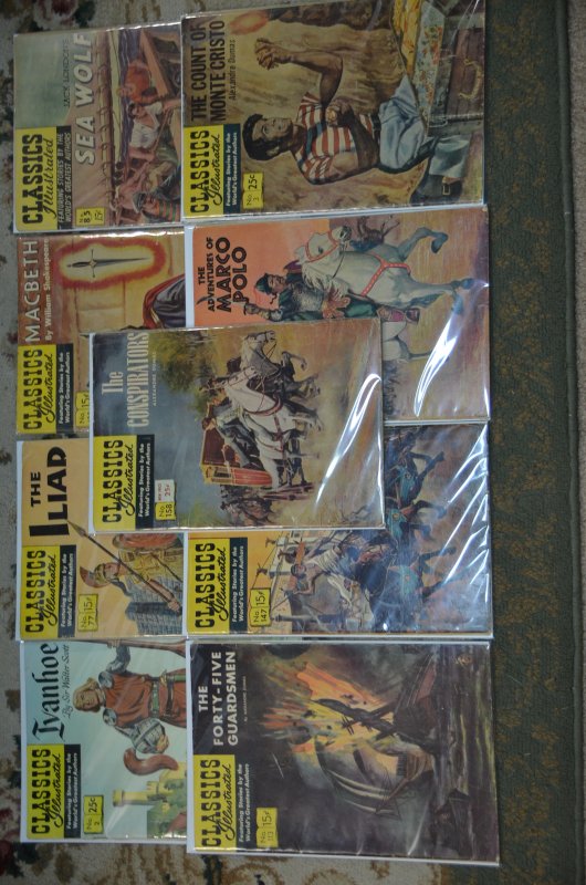 Classic Illustrated  9 Issue lot.