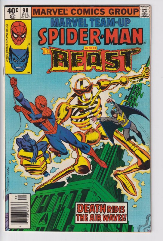 MARVEL TEAM-UP #90 NEWSSTAND The Beast! (Feb 1980) Nice VGF 5.0 white!