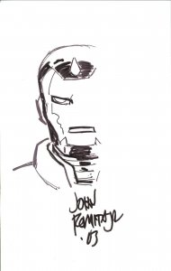 2003 IRON MAN HEADSHOT JOHN ROMITA JR ORIGINAL COMIC ART 7 X 10.5