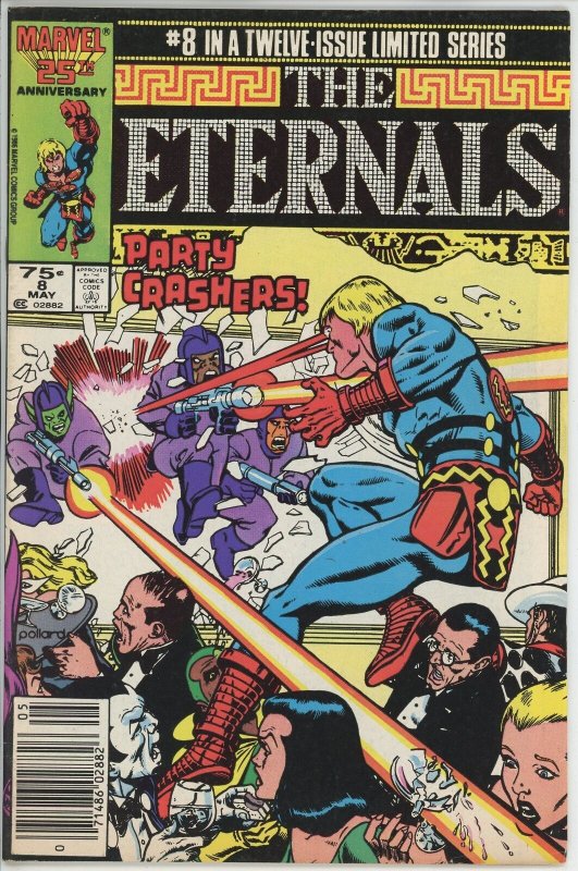 Eternals #8 (1985) - 7.5 VF- *When Titans Party* Newsstand 