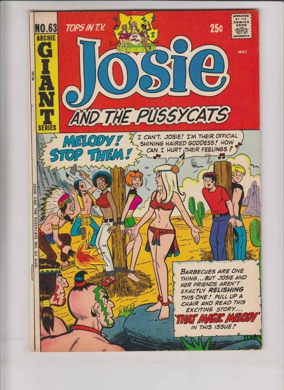 Josie and the Pussycats #63 FN native americans setting fire to the girls - rare