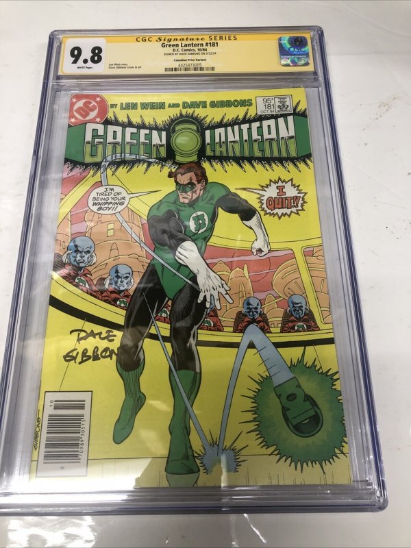 Green Lantern (1984) # 181 (CGC 9.8) Signed Dave Gibbons Canadian Price Variant