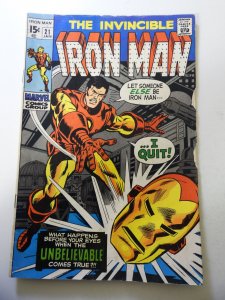 Iron Man #21 GD/VG Cond moisture stains, cf detached at one staple, rusty staple