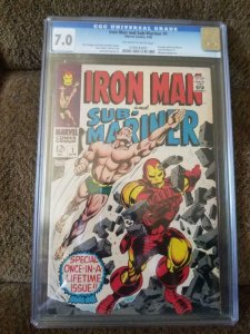 IRON MAN SUB-MARINER #1, CGC = 7.0, FN/VF, Colan Johnny Craig, 1968, older CGC