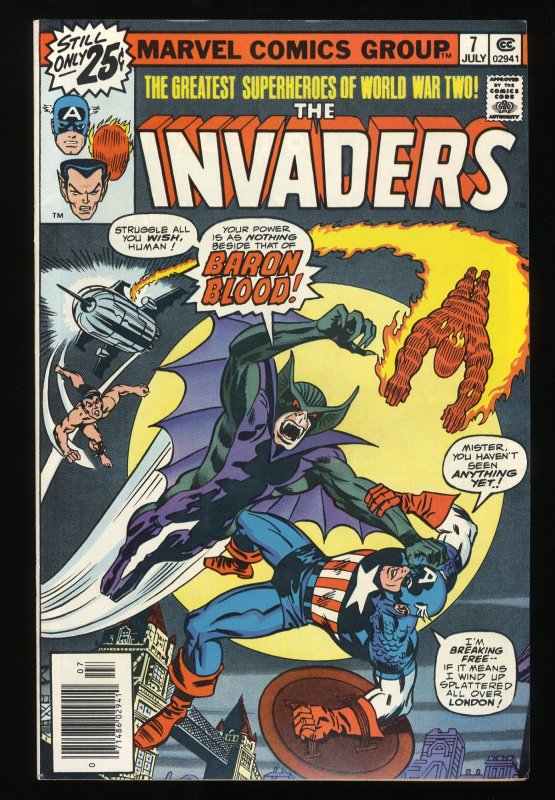 Invaders #7 1st Baron Blood and Union Jack!  Comic Books - Bronze Age,  Marvel, Human Torch / HipComic