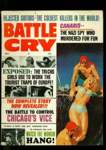 Battle Cry Pulp Magazine October 1966- Nazi Buried Alive cover- Chicago Vice VG 