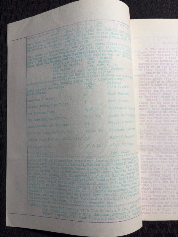 1965 NORB'S NOTES Fanzine #91 VG+ 4.5 Edgar Rice Burroughs / Buck Rogers Affair