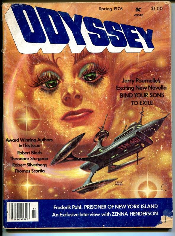 Odyssey #1 Spring 1976-Kelly Freas cover-Robert Bloch-Frederik Pohl-pulp-G