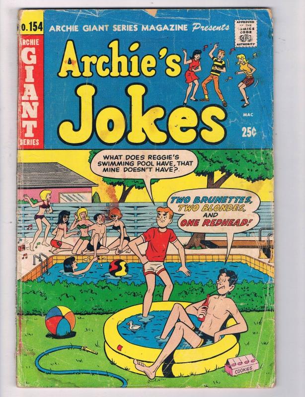 Archie's Jokes #154 GD/VG Archie Giant Series Comic Book DE5