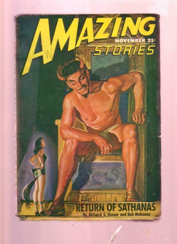 AMAZING STORIES NOV 1946  PULP-WOMAN WITH TAIL COVER SF VG/FN