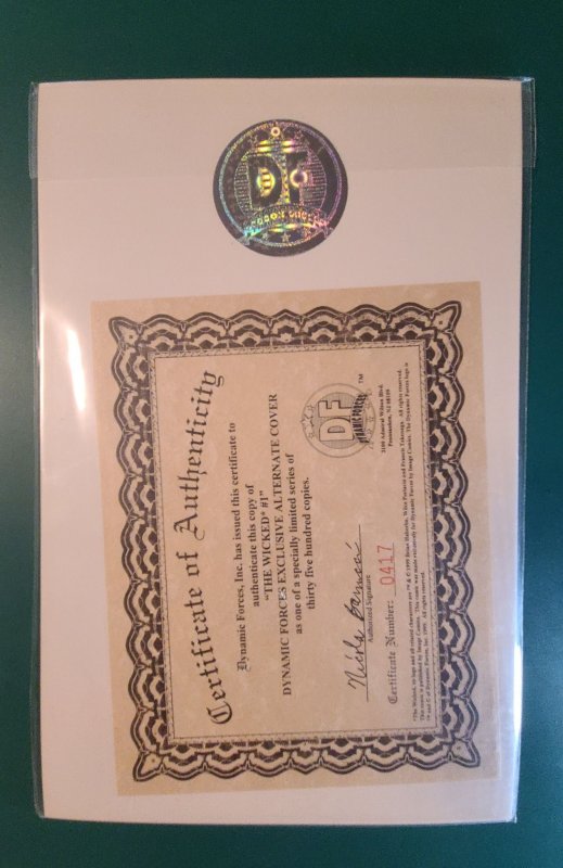 The Wicked #1 (1999) Dynamic Forces Exclusive Alt Cover w/ COA