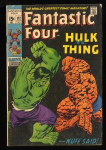 Fantastic Four #112 VG+ 4.5 Incredible Hulk Vs Thing!