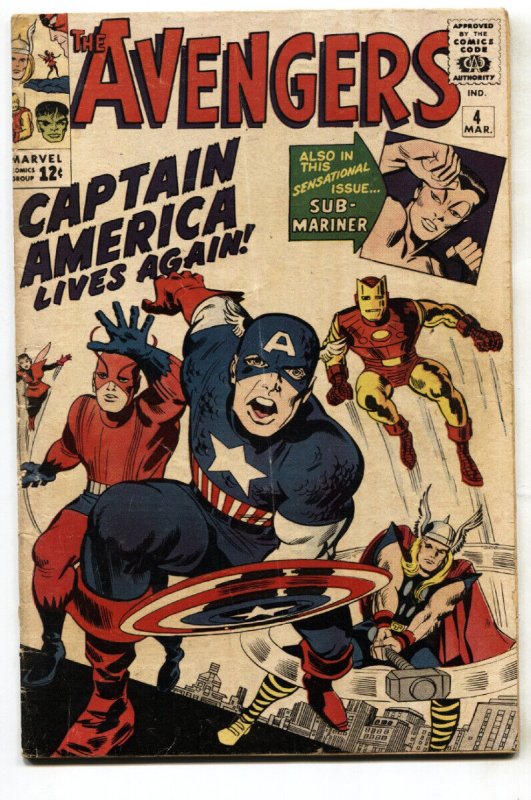 Avengers #4 1964-1st appearance Silver-Age Captain America Marvel vg-