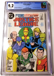 Justice League #1 (1987) CGC 9.2 WP Keith Giffen 1st Maxwell Lord FREE SHIPPING
