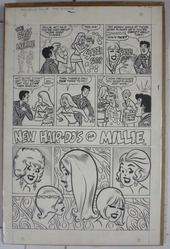 MILLIE THE MODEL STAN GOLDBERG ORIGINAL ART! Mad About Millie Hair-do page!