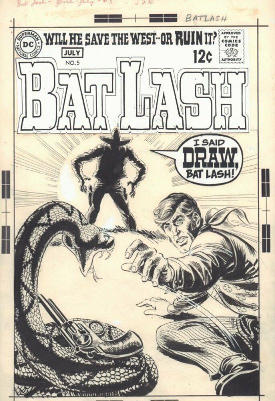 Bat Lash #5 Cover - Bat Lash vs. Sergio Aragones w Snake- 1969 art by Nick Cardy 