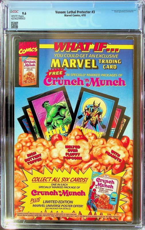 Venom: Lethal Protector #3 Direct Edition (1993) - CGC 9.6 - Cert#4256299003