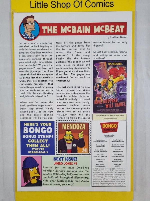 Simpsons One-Shot Wonders McBain #1 2014 Bongo Comics See Photos/Notes