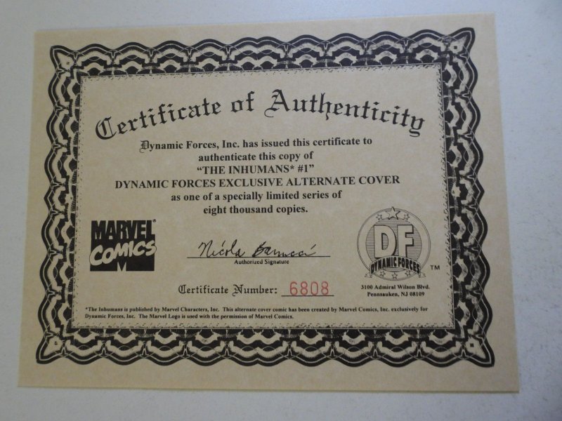 Inhumans #1 Variant Cover (1998) W/CoA VF/NM Condition!