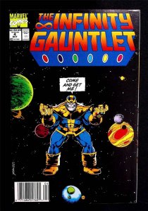 Infinity Gauntlet #4 Thanos Come And Get ME! Starlin Perez 1991 Newsstand NM