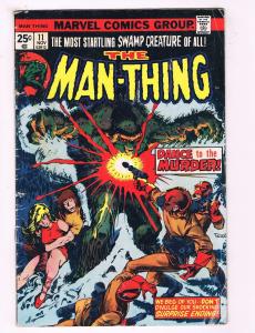 Man-Thing #11 VG Marvel Comic Book 1st Print Monsters Horror Scary Suspense AD10