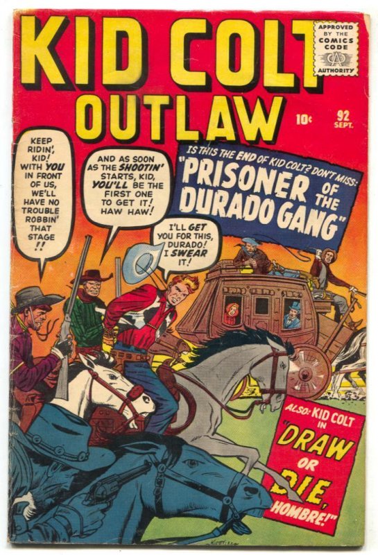 Kid Colt Outlaw #92 1960- Kirby cover- Stan Lee VG