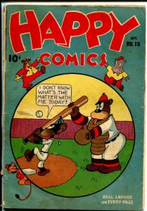 Happy #15 1946-Nedor-bear & monkey play baseball-wacky cover-Canadian-VG