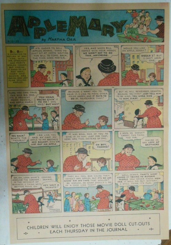 Apple Mary Sunday Page by Martha Orr from 9/15/1935 Size Full Page 15 x 22 inch