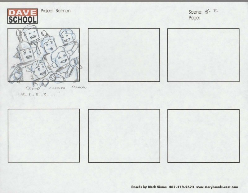 2004 LEGO BATMAN Storyboard Art by Mark Simon VF 8.0 Crowd Scene16-2